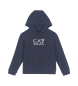 EA7 Logo Series Sweatshirt mit Kapuze aus Baumwolle in Navy