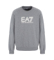 EA7 Visibility Sweatshirt mit Rundhalsausschnitt aus grauer Baumwolle