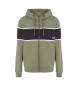 EA7 Athletic Colour Block hooded sweatshirt in organic cotton blend green