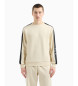 EA7 Bomullsstickad sweatshirt med rund halsringning Logo Series beige