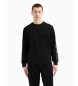EA7 Bomullsstickad sweatshirt med rund hals Logo Series svart