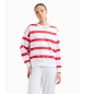 EA7 Wit, rood gestreept sweatshirt