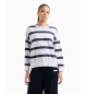 EA7 Wit, blauw gestreept sweatshirt