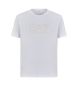 EA7 T-shirt de manga curta com gola redonda Visibility em algodão elástico branco