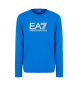 EA7 T-shirt Visibility blu a girocollo a maniche lunghe in cotone stretch