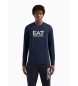 EA7 T-shirt girocollo a maniche lunghe in cotone stretch Navy Visibility