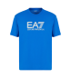 EA7 Visibility T-shirt med rund hals i blå bomullsstickad jersey