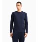 EA7 Long-sleeved organic cotton jersey T-shirt from the Logo navy series