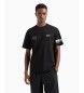 EA7 T-shirt com gola redonda em camisola de algodo preta da srie Graphic, tricotada em preto