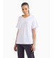 EA7 Camiseta Core Lady de punto de algodón elástico con cuello de pico blanco