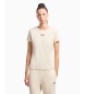 EA7 Logo Series T-shirt in cotton and stretch modal 
 beige