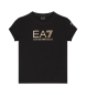 EA7 T-shirt com gola redonda Shiny Girl em algodo elstico preto