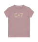 EA7 T-shirt Shiny Girl  col ras du cou en coton extensible rose