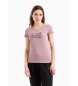 EA7 Camiseta de cuello redondo Shiny de algodón rosa