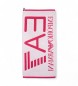 EA7 White, pink cotton terry beach towel
