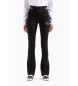 EA7 Pantalon en coton extensible tricoté Core Lady noir