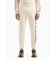 EA7 Logo Series beige cotton tracksuit bottoms  