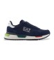EA7 Sapatilhas de couro vintage azul-marinho