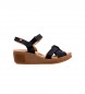 El Naturalista Leaves leather sandals black -Height 5,5cm wedge