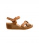 El Naturalista Brune Leaves læder sandaler -Højde 5,5cm kile