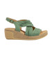 El Naturalista Leather Sandals N5117 Leaves greenish blue -Height wedge 5,5cm