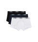 Emporio Armani Drie pakjes witte, zwarte en marine boxershorts