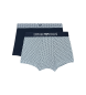 Emporio Armani Set van 2 gebreide boxershorts met mix van blauwe prints