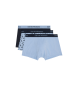 Emporio Armani Set di 3 boxer in puro cotone blu, blu navy