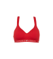 Emporio Armani Soutien bralette acolchoado em algodo orgnico com faixa com o logtipo icnico ASV vermelho