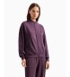 Emporio Armani Sweatshirt de viscose com fecho de correr e micro-águia bordada lilás