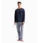 Emporio Armani Pyjama mit Hose aus Jacquard-Stoff mit marineblauem Allover-Motiv