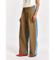 Essentiel Antwerp Broek met wijde pijpen in twee stoffen bruin, blauw