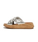 Fitflop Sølvfarvede F-Mode Twist-sandaler i læder