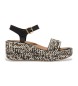 Fitflop Leder-Keilsandalen mit Knöchelriemen schwarz