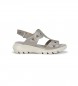 Fluchos Lederen sandalen F1657 grijs -Hoogte 6cm sleehak