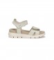 Fluchos Hellen lder sandaler hvid -Hjde 5cm kile