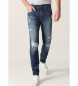 Six Valves Jeans Slim mittlere Taille blau