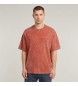 G-Star Acid Wash Boxy Ribbed T-shirt rouge