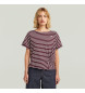 G-Star T-shirt w paski bordowy