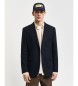 Gant Slim Fit colbert met marinekleurig visgraatmotief