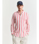 Gant Camisa Reg de lino y algodón con rayas rojo, blanco