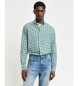 Gant Chemise en popeline à carreaux Vichy verte, coupe régulière