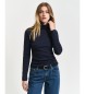 Gant Ribbed T-shirt with swan neck and navy long sleeves