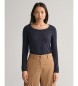 Gant T-shirt côtelé rayé marine