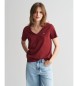 Gant Shield T-shirt with V-neck maroon