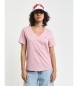 Gant T-shirt com decote em V Shield cor-de-rosa