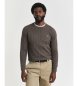 Gant Pull col rond à torsades en coton marron