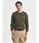 Gant Pull col rond à torsades en coton vert
