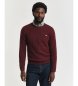 Gant Pull col rond et point torsadé en coton bordeaux