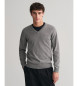 Gant Klassischer grauer Pullover mit V-Ausschnitt